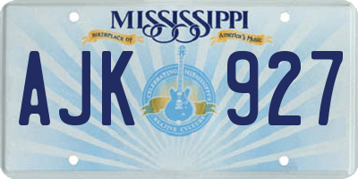 MS license plate AJK927