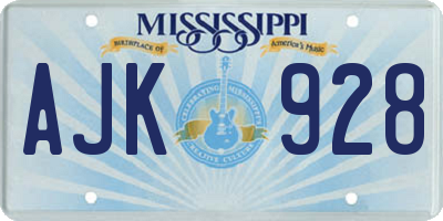 MS license plate AJK928