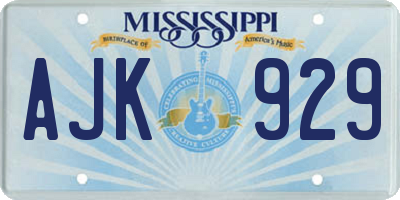 MS license plate AJK929