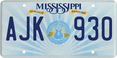 MS license plate AJK930