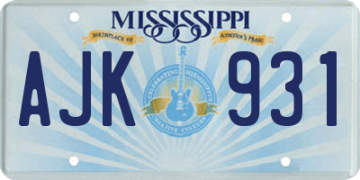 MS license plate AJK931