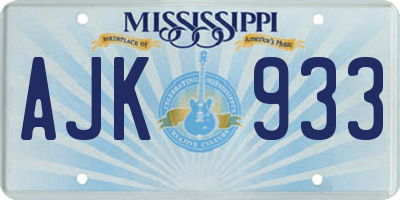 MS license plate AJK933