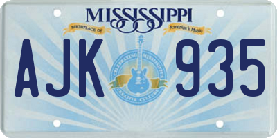 MS license plate AJK935
