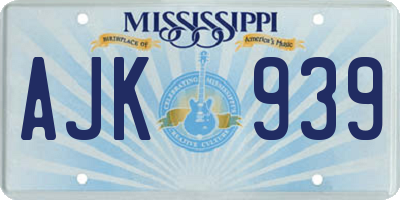 MS license plate AJK939
