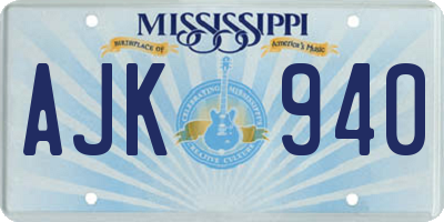 MS license plate AJK940