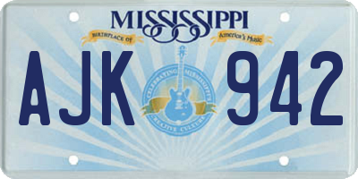MS license plate AJK942