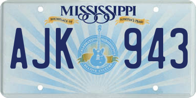 MS license plate AJK943