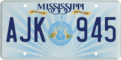 MS license plate AJK945