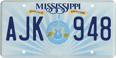 MS license plate AJK948