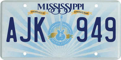 MS license plate AJK949