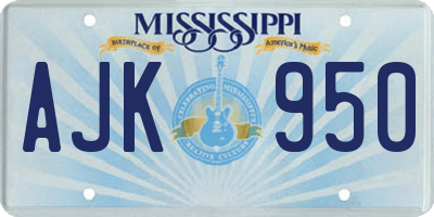 MS license plate AJK950