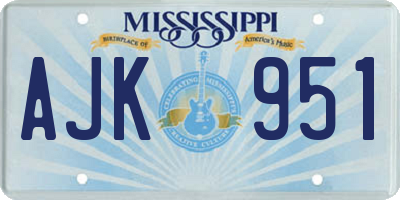 MS license plate AJK951