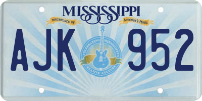 MS license plate AJK952