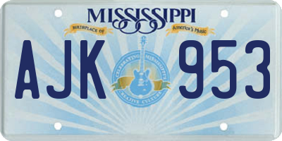 MS license plate AJK953