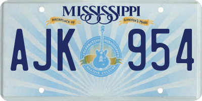 MS license plate AJK954