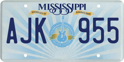 MS license plate AJK955