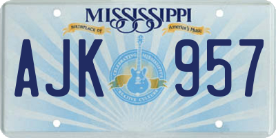 MS license plate AJK957