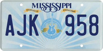 MS license plate AJK958