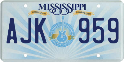MS license plate AJK959