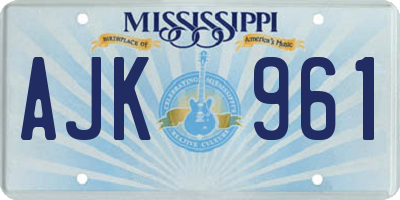 MS license plate AJK961