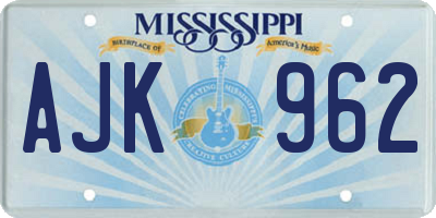 MS license plate AJK962