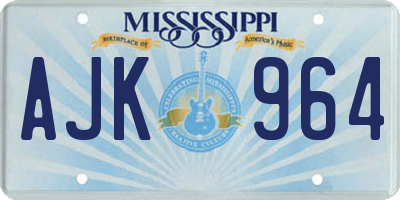 MS license plate AJK964