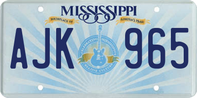 MS license plate AJK965