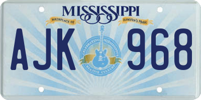 MS license plate AJK968