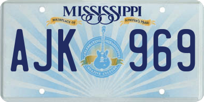 MS license plate AJK969