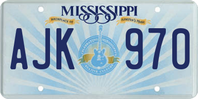 MS license plate AJK970