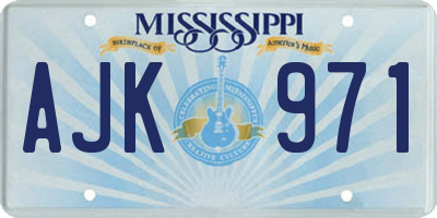 MS license plate AJK971