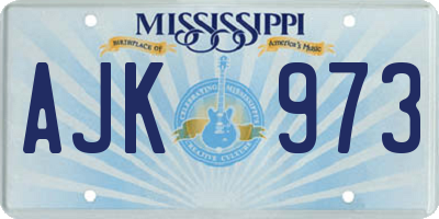 MS license plate AJK973