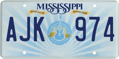 MS license plate AJK974