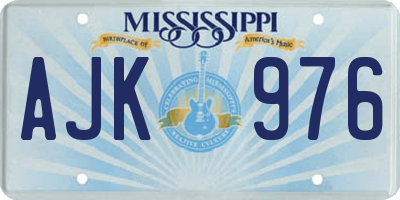 MS license plate AJK976