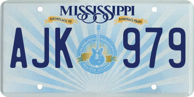 MS license plate AJK979