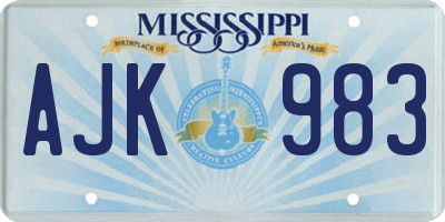 MS license plate AJK983