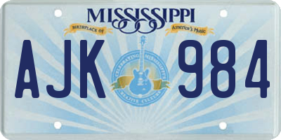 MS license plate AJK984