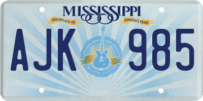 MS license plate AJK985