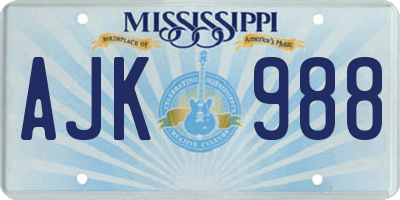 MS license plate AJK988