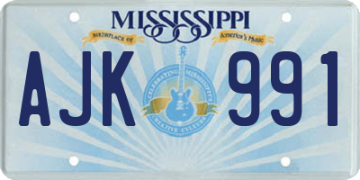 MS license plate AJK991
