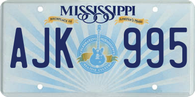 MS license plate AJK995