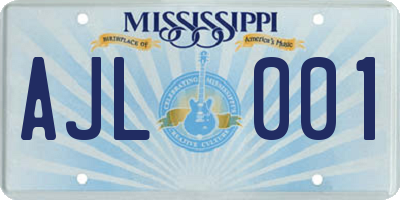 MS license plate AJL001