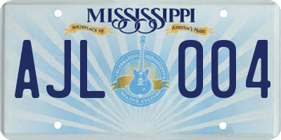 MS license plate AJL004