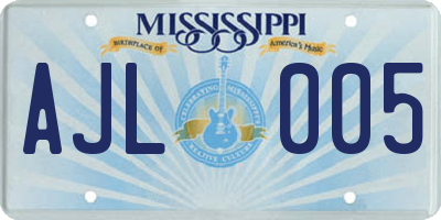 MS license plate AJL005