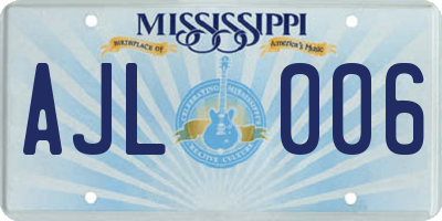 MS license plate AJL006