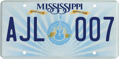 MS license plate AJL007