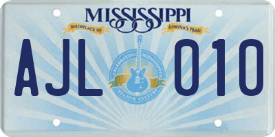MS license plate AJL010