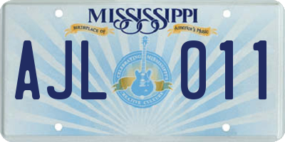 MS license plate AJL011