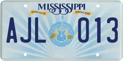 MS license plate AJL013
