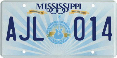 MS license plate AJL014